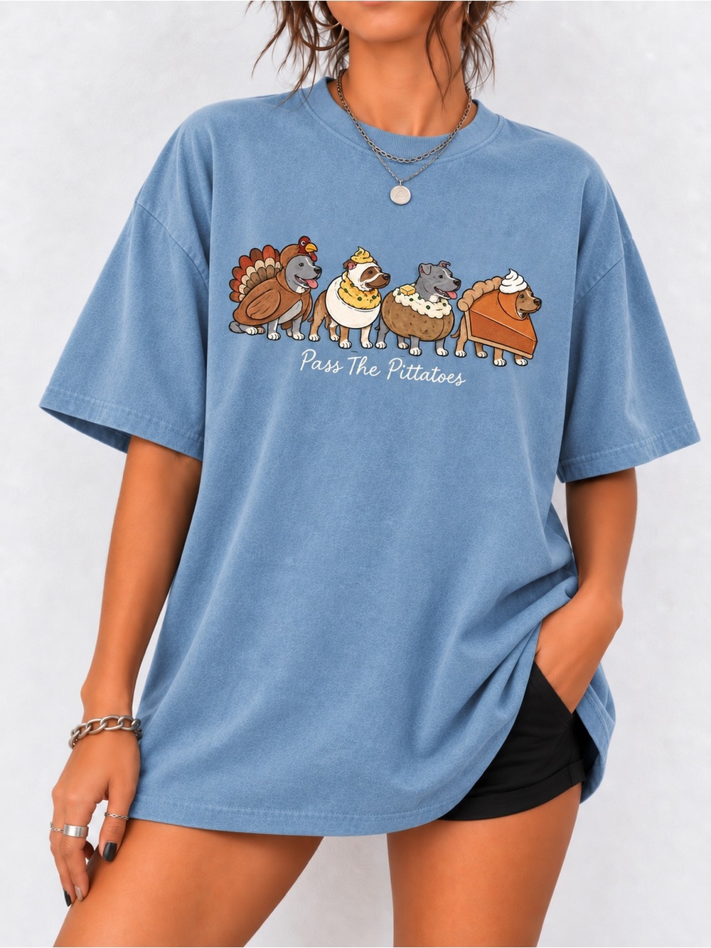 Funny Pitbull Comfort Color Unisex T-Shirt Thanksgiving Food Tee